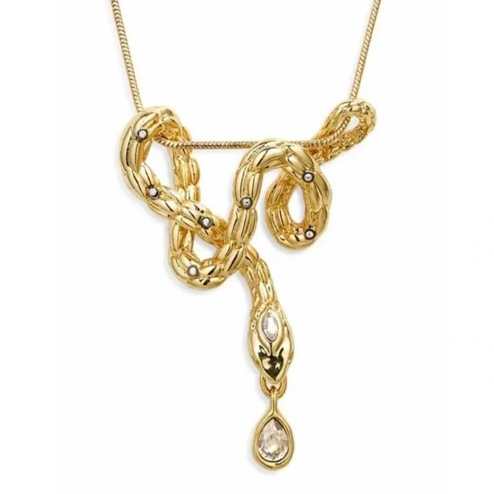 Alexis Bittar Gold Snake Necklace with Crystal Accents